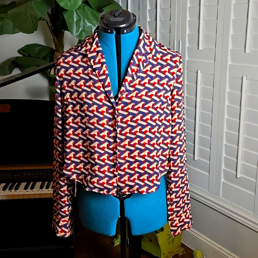 Forever 21 Geometric Print Button Down Top- Size Small